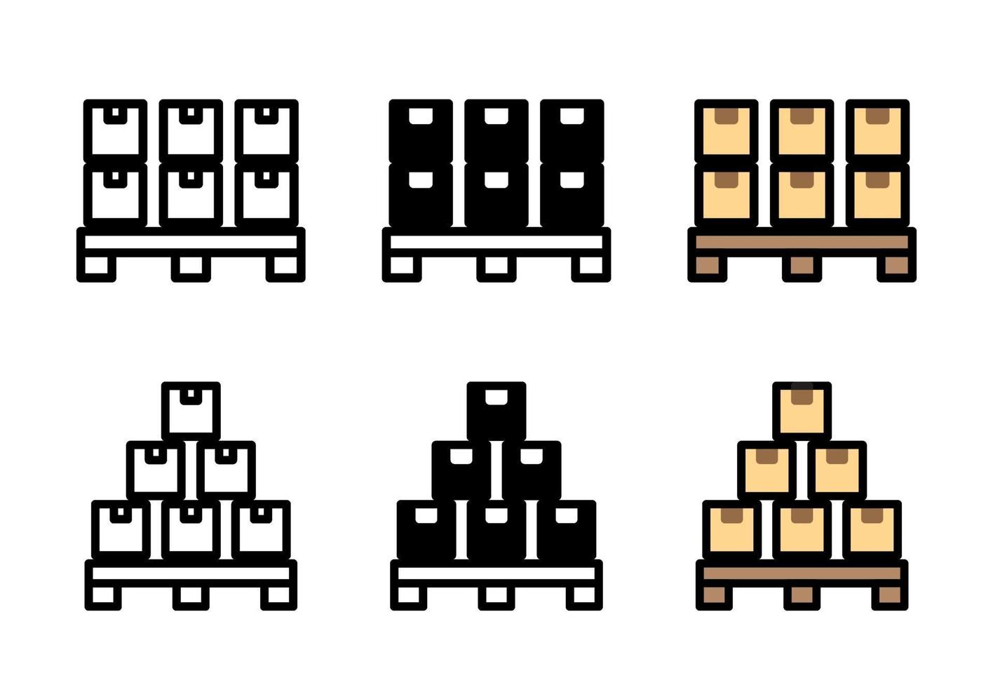 Boxes On a Pallet Icon Design Set Free Vector