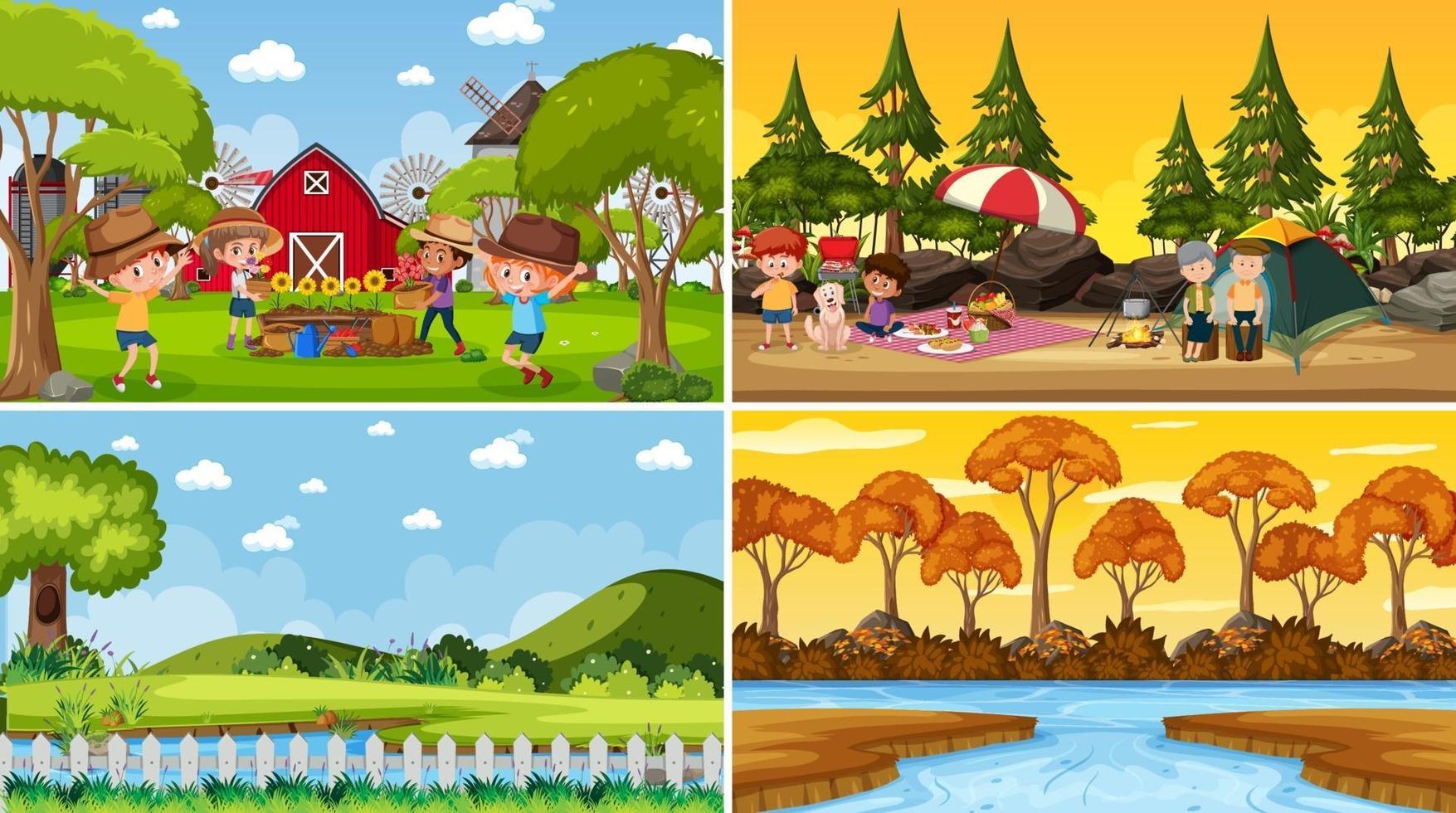 Set of different nature background scenes vector