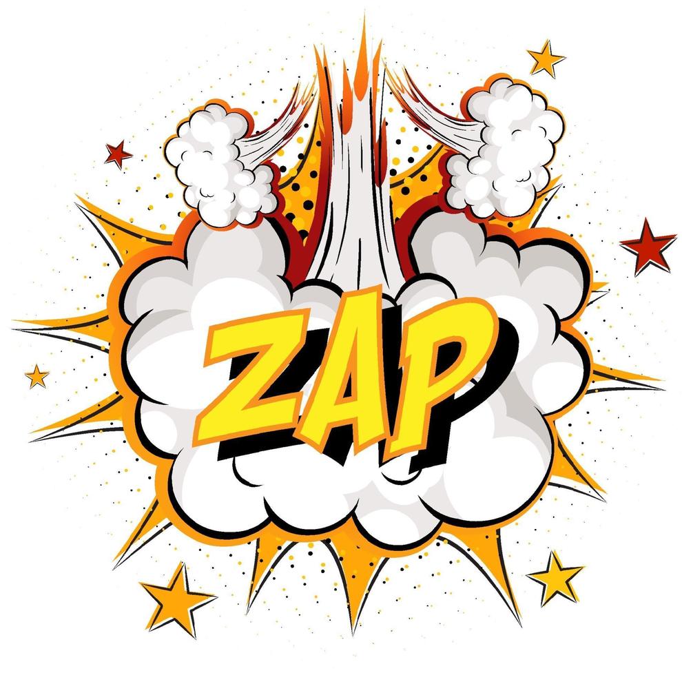 Word Zap on comic cloud explosion background vector