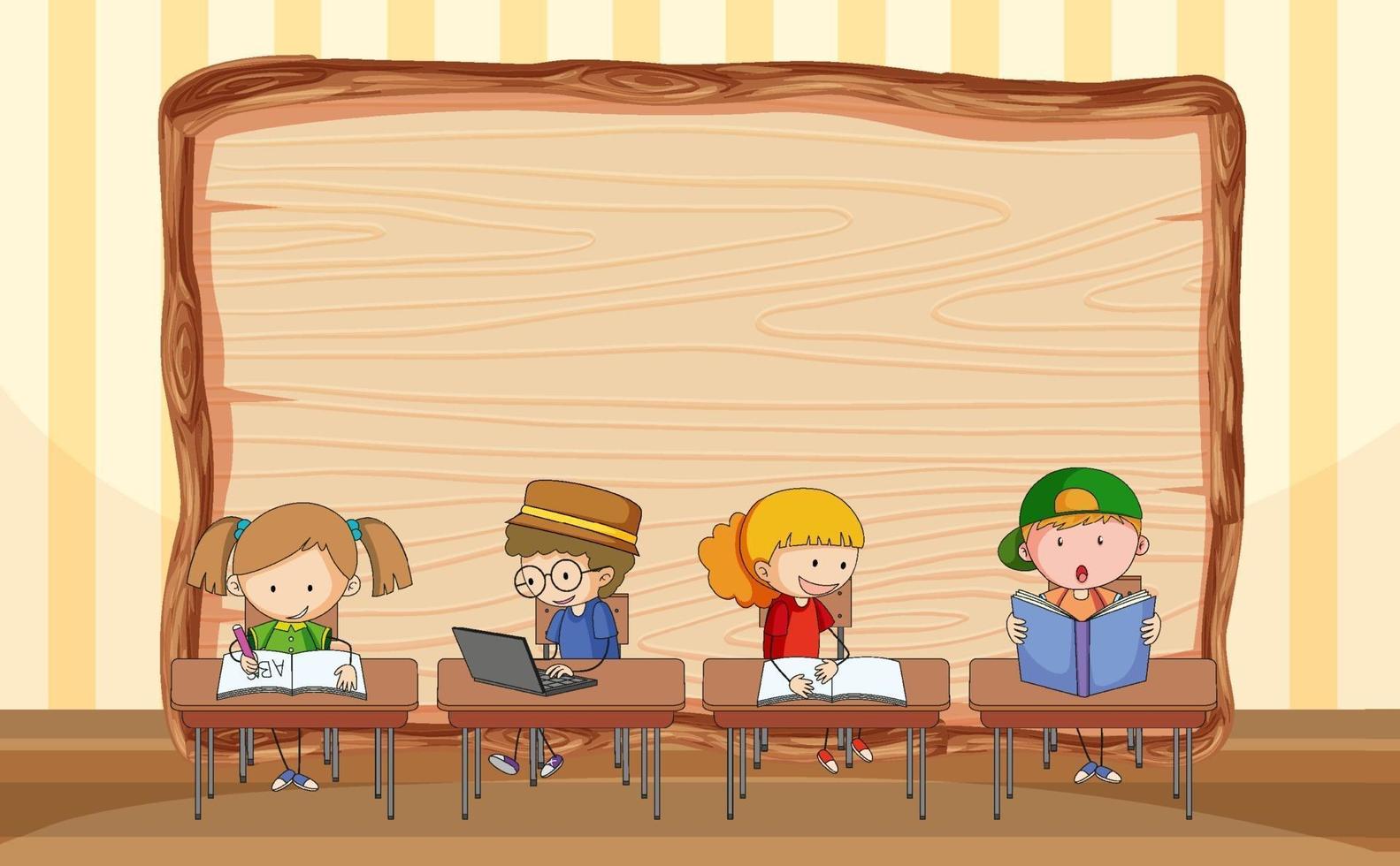 Empty Wooden Board With Many Kids Doing Their Homework Vector Art At Vecteezy Empty Wooden Board With Many Kids Doing Their Homework Vector Art At Vecteezy