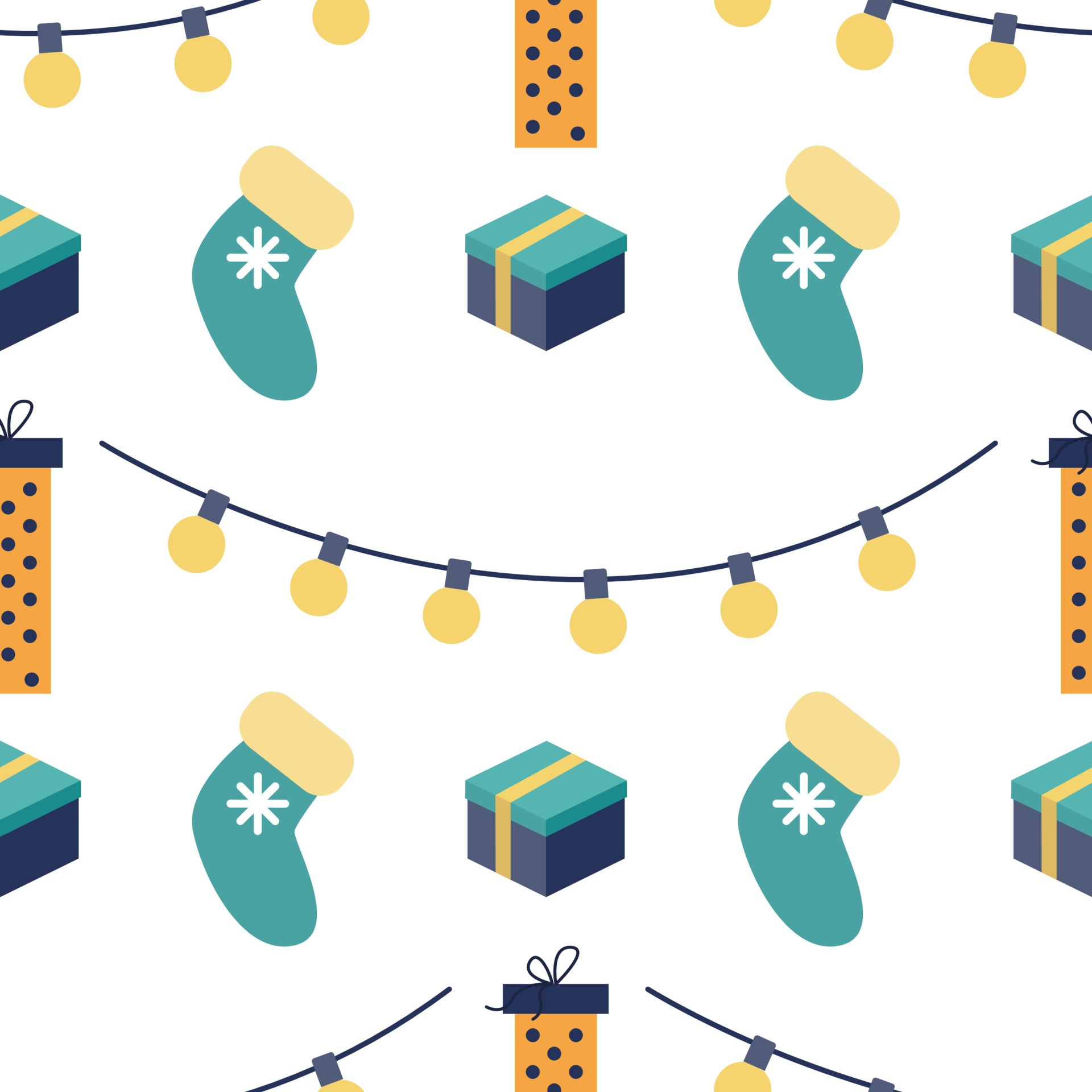 New Year S Christmas Vector Seamless Pattern Gifts Socks Garlands Holiday Print Packaging 2219811 Vector Art At Vecteezy