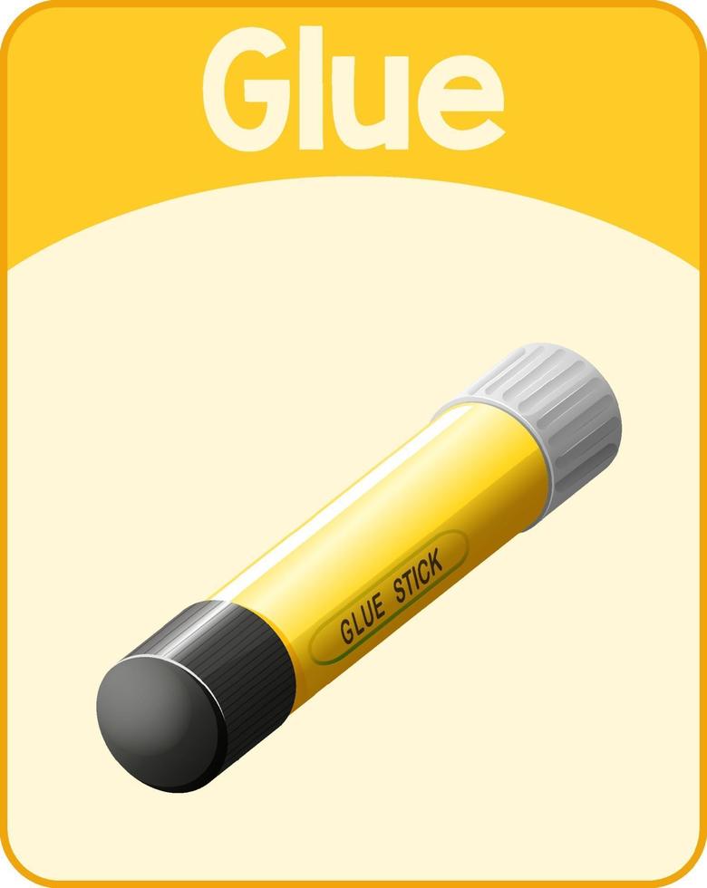 Educational English word card of glue vector
