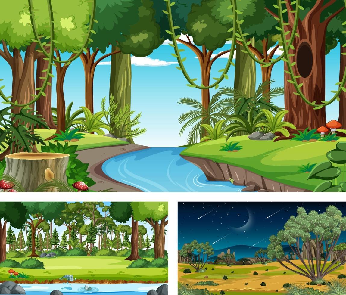 Different nature horizontal scenes vector