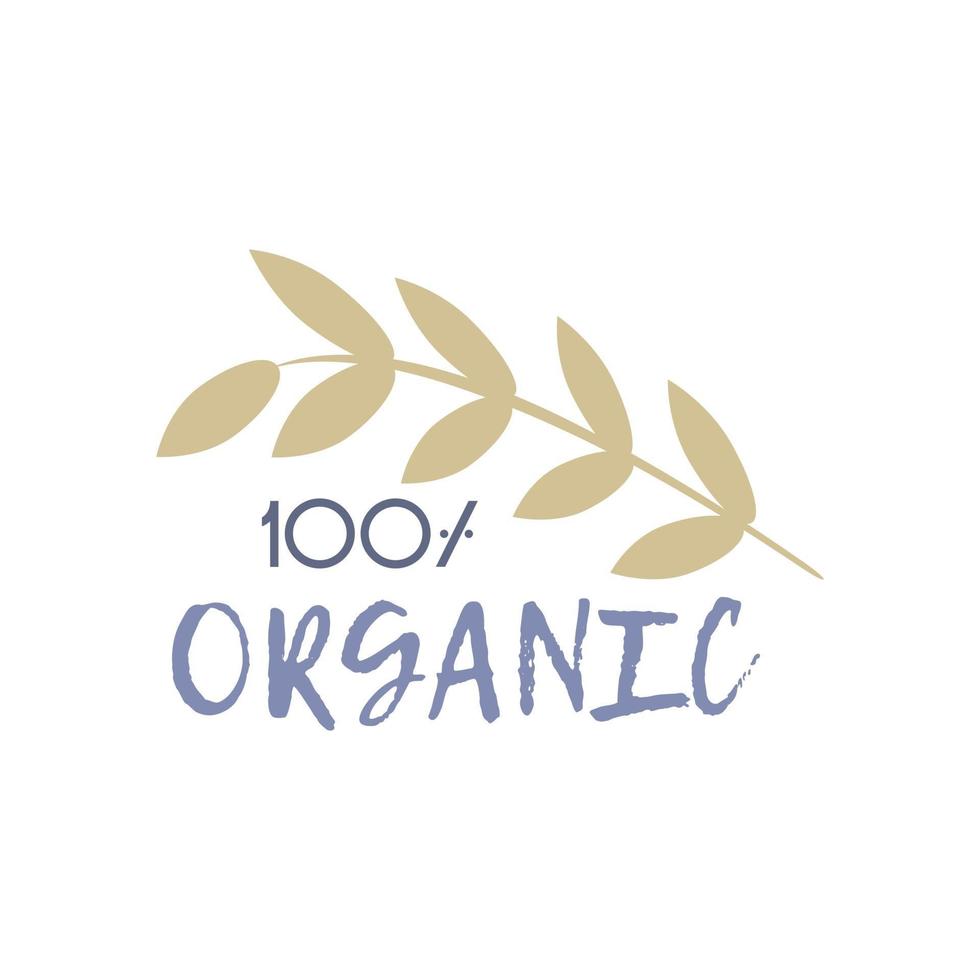 Icon, logo 100 organic, isolated on a white background. Cosmetics, food. Vector flat style