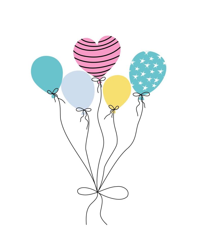 globos de colores sobre un fondo blanco. vector de imagen plana