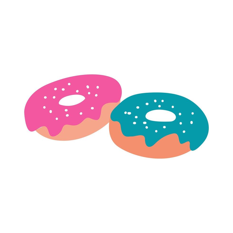 donas de colores brillantes en el glaseado. vector de imagen plana sobre un fondo blanco