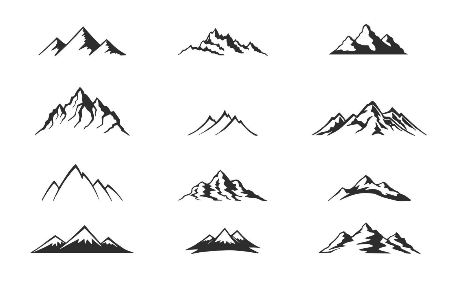 Set of mountain isolated on white background. Hand drawn vector illustration.