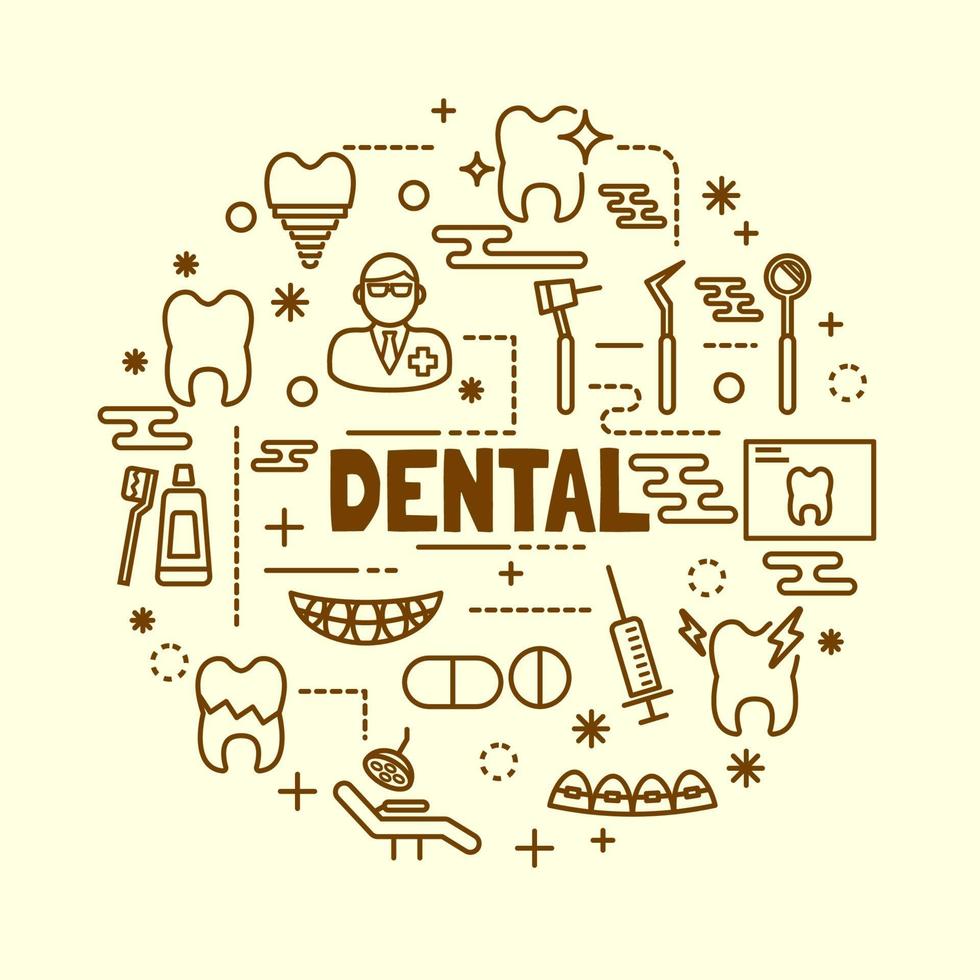 conjunto de iconos de línea delgada mínima dental vector