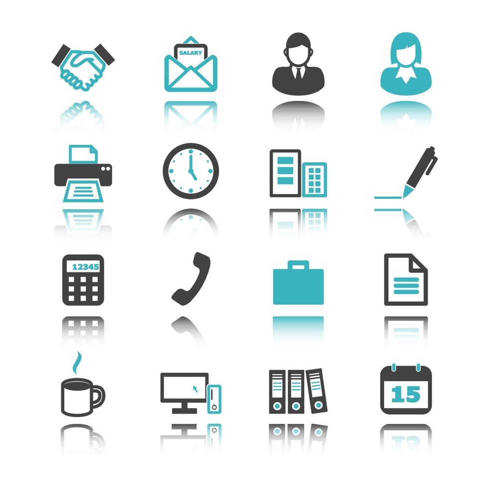 office icons with reflection vector