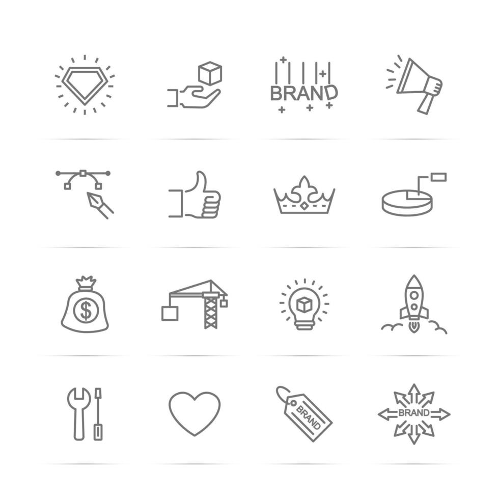 iconos de línea de vector de construcción de marca