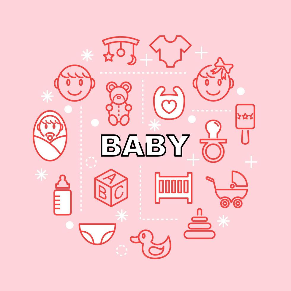 baby minimal outline icons vector