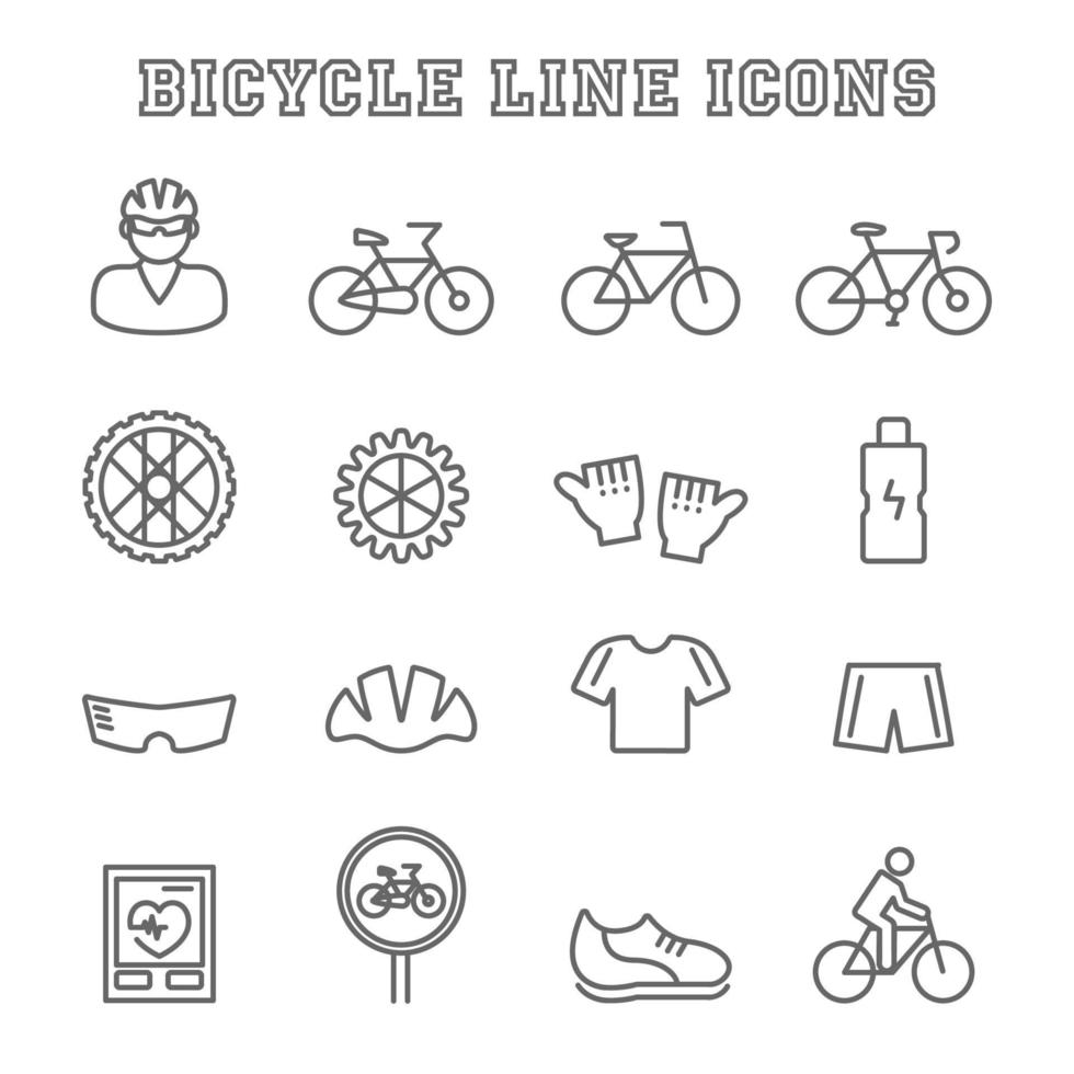 iconos de línea de bicicleta vector