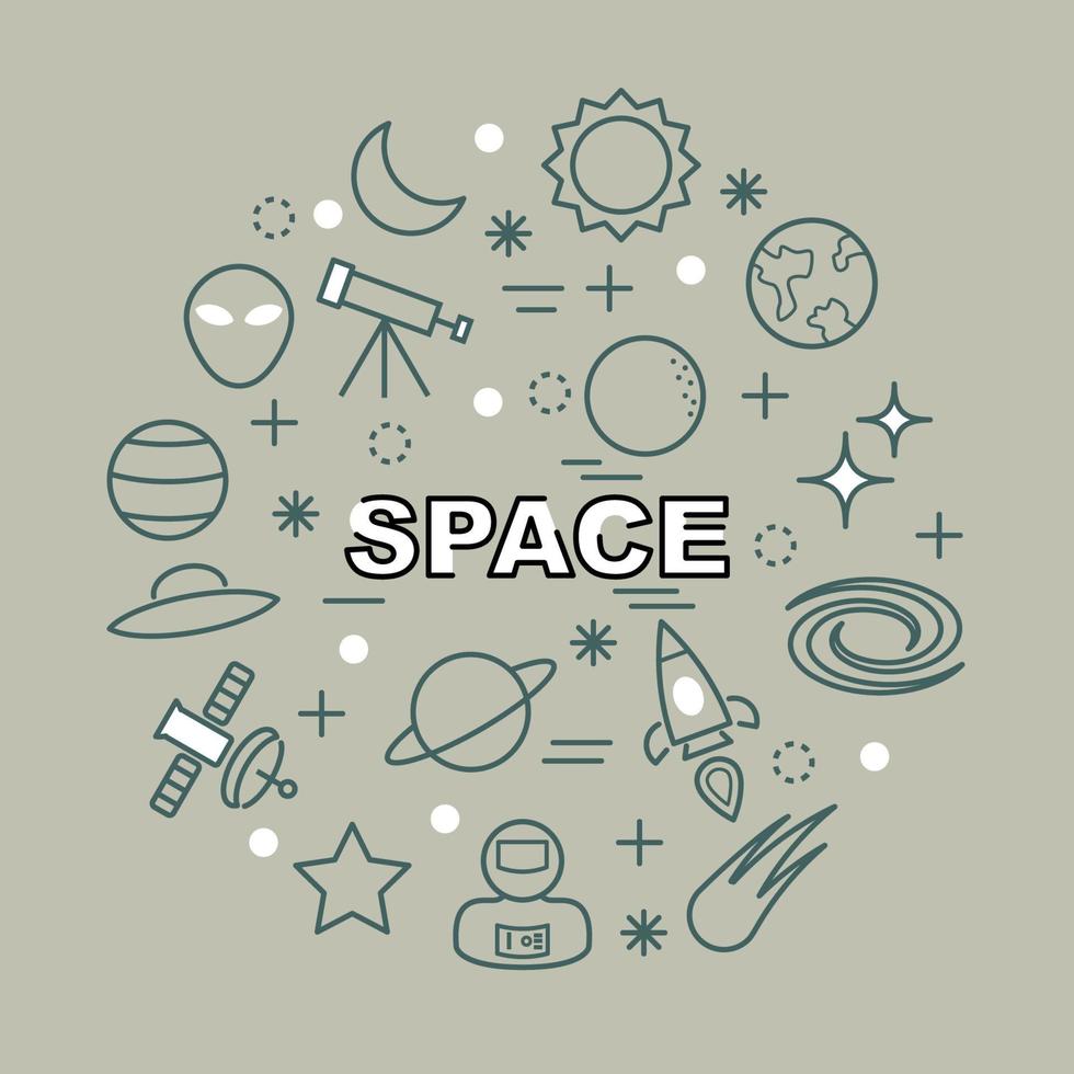 space minimal outline icons vector