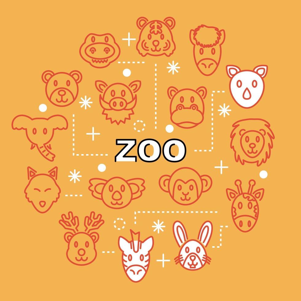 zoo minimal outline icons vector