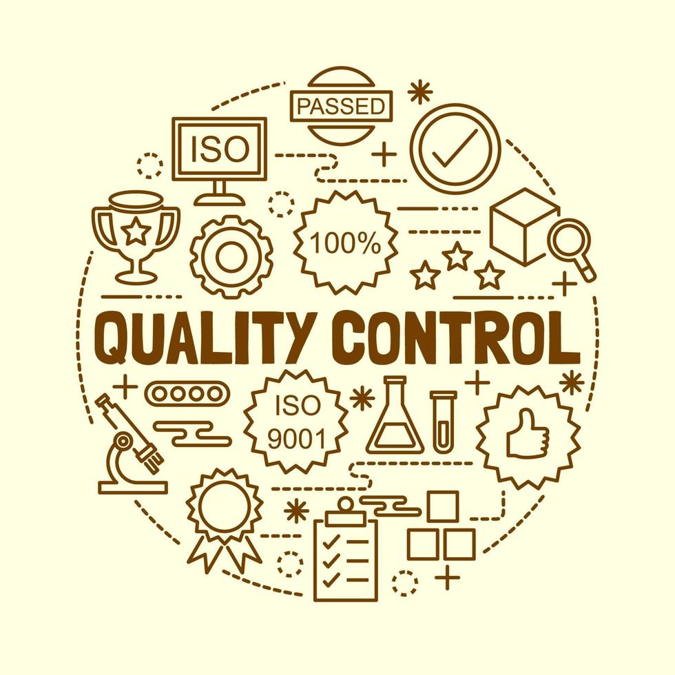 quality control minimal thin line icons set vector