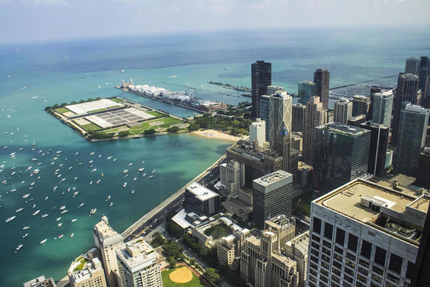 Chicago, Illinois 2016- horizonte de Chicago desde la torre john hancock foto