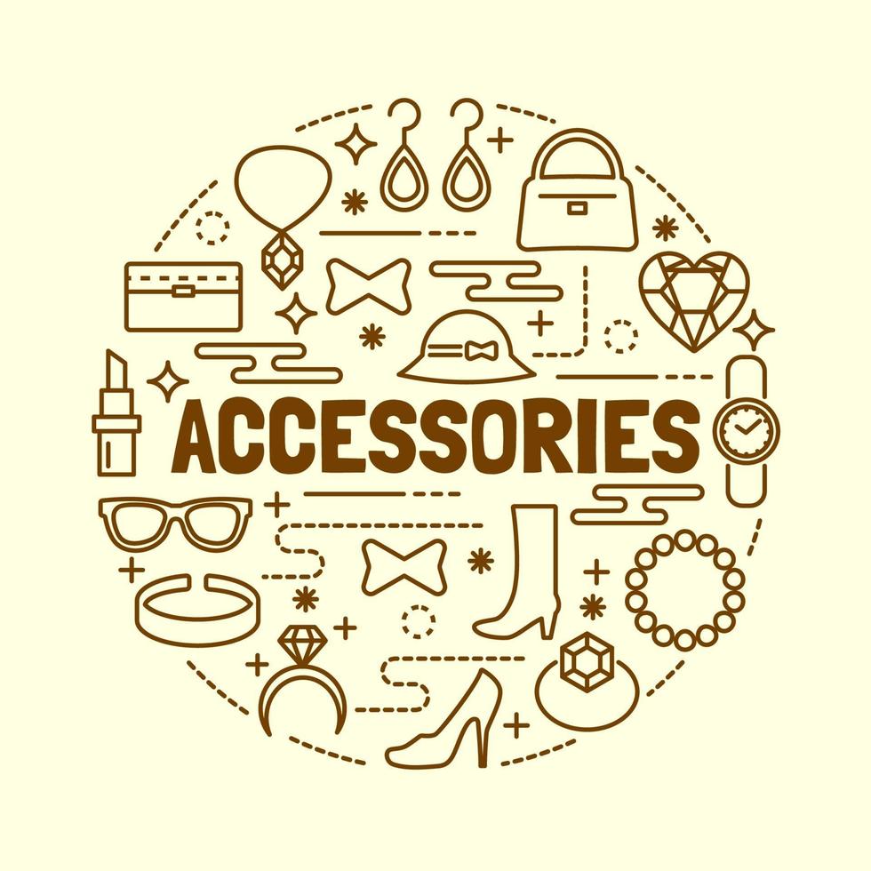 accessories minimal thin line icons set vector