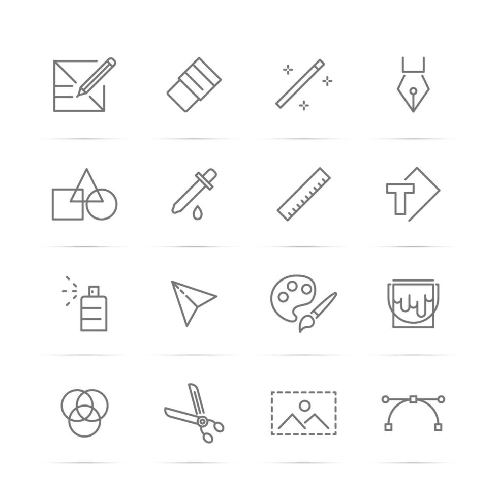 graphic design tools vector line icons