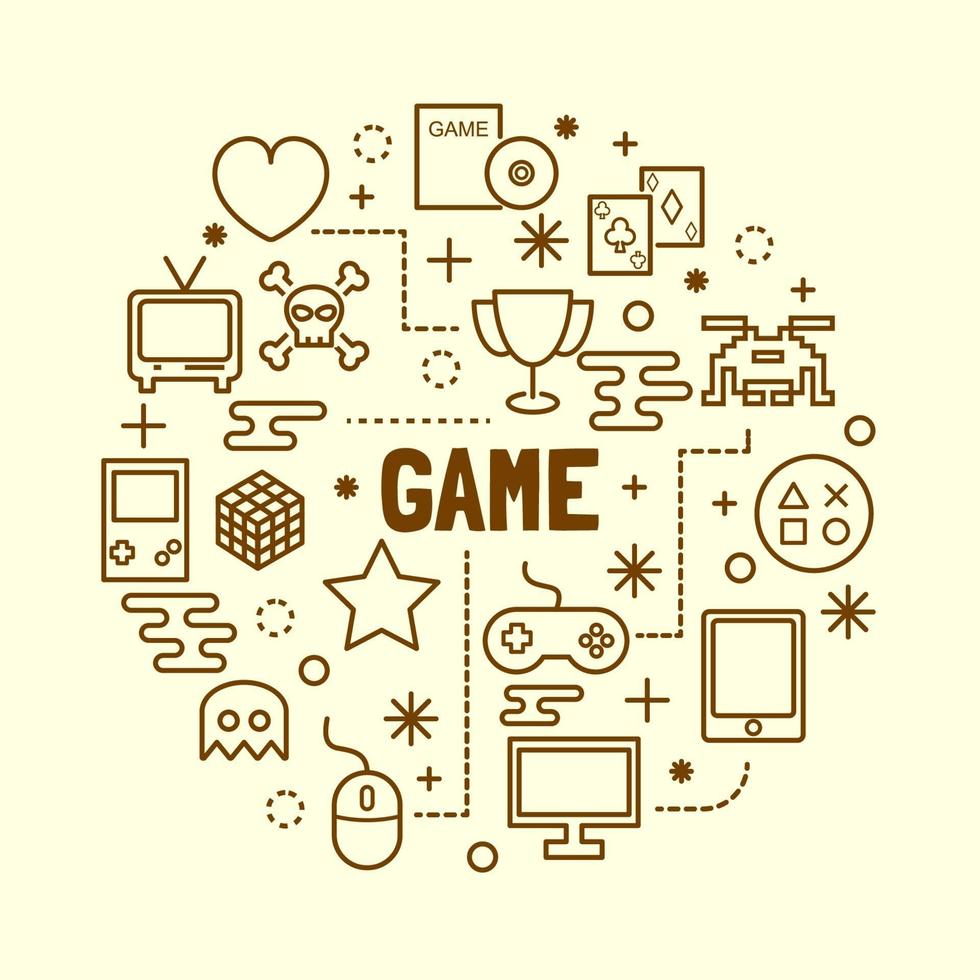 game minimal thin line icons set vector