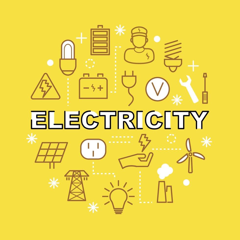 electricity minimal outline icons vector