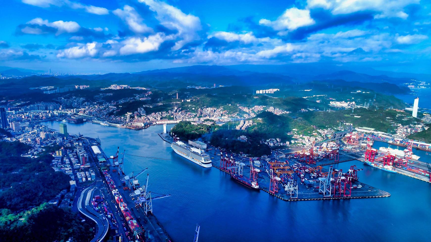 Taiwan 2017- Aerial view of Keelung Port photo