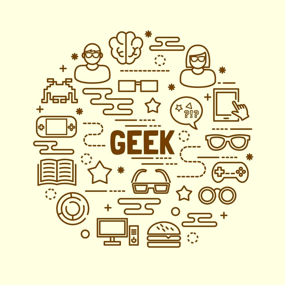 geek minimal thin line icons set vector