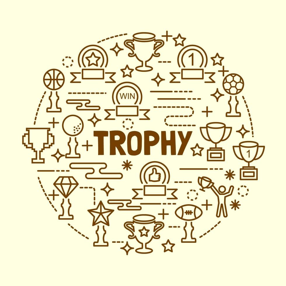 trophy minimal thin line icons set vector