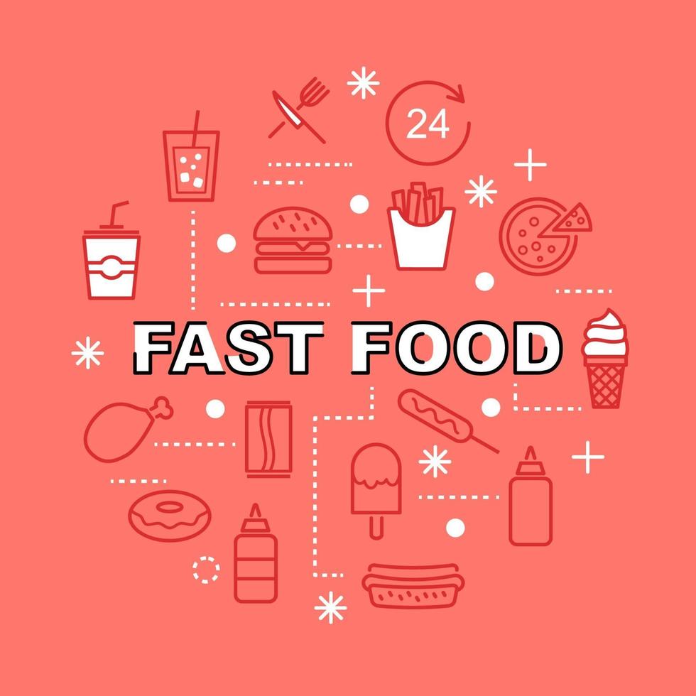 fast food minimal outline icons vector