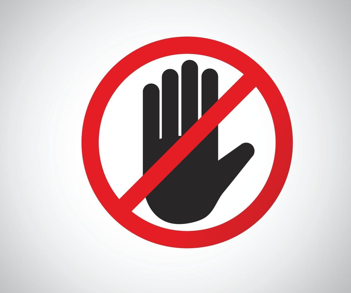 Stop hand octagonal sign for prohibited activities, logo Vector illustration