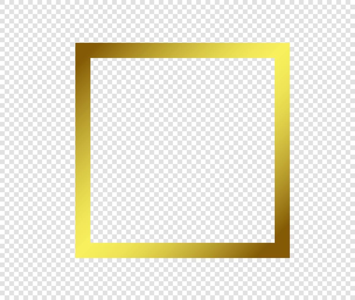 marco dorado brillante brillante con sombras aisladas sobre fondo transparente. borde de rectángulo realista vintage de lujo dorado. ilustración - vector