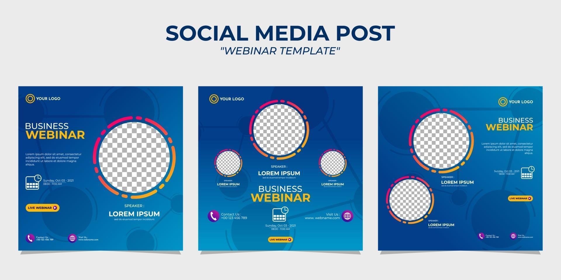 social media story post webinar templates vector