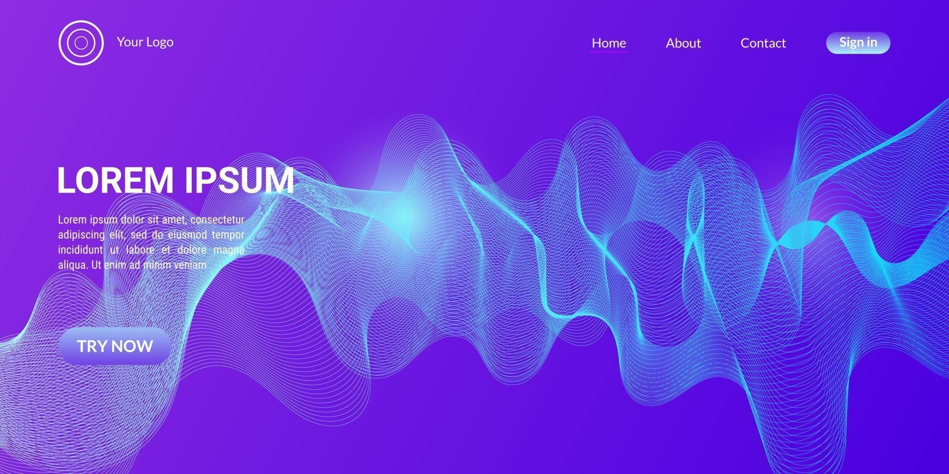 Abstract wave curve background in  blue and purple gradient vector