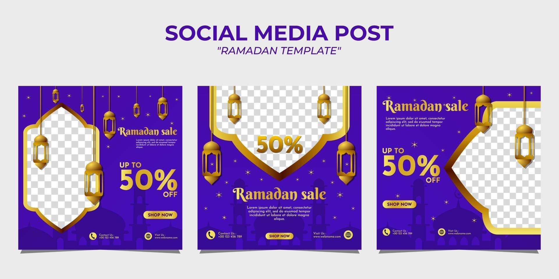 plantilla de publicación de redes sociales de venta de Ramadán vector