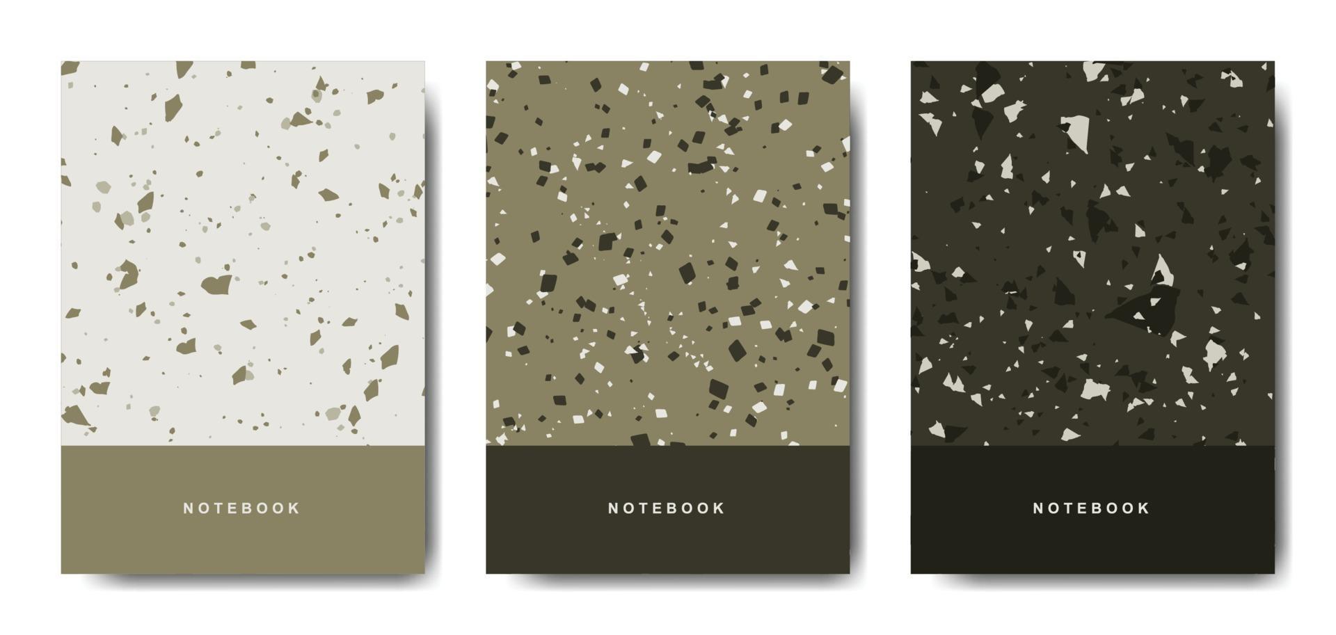 Terrazzo abstract cover page templates. Universal abstract layouts. Applicable for notebooks, planners, brochures, books, catalogs vector