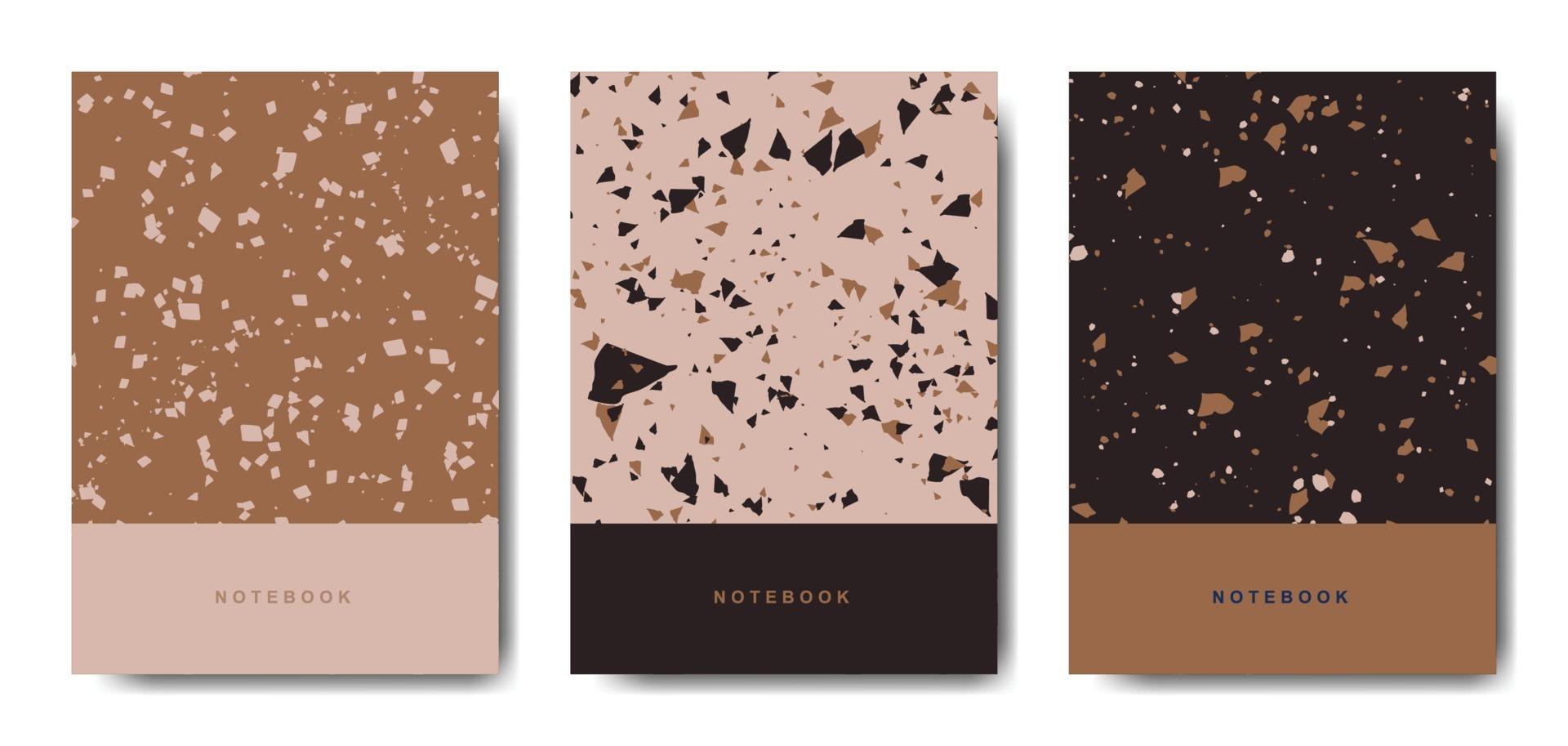 Terrazzo abstract cover page templates. Universal abstract layouts. Applicable for notebooks, planners, brochures, books, catalogs vector