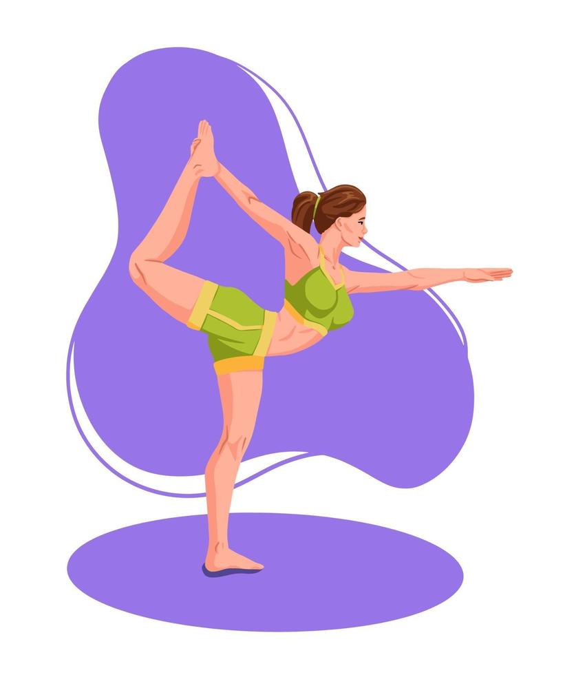 mujer practicando gimnasia de gimnasio de yoga fitnes. vector