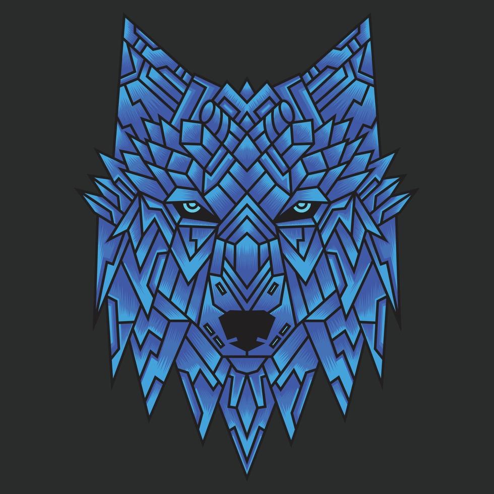 vector de concepto de dibujos animados de ilustración de lobo de arte de doodle de ornamento colorido abstracto. Adecuado para logotipo, papel tapiz, tatuaje, fondo, tarjeta, ilustración de libro, diseño de camiseta, pegatina, portada, etc.