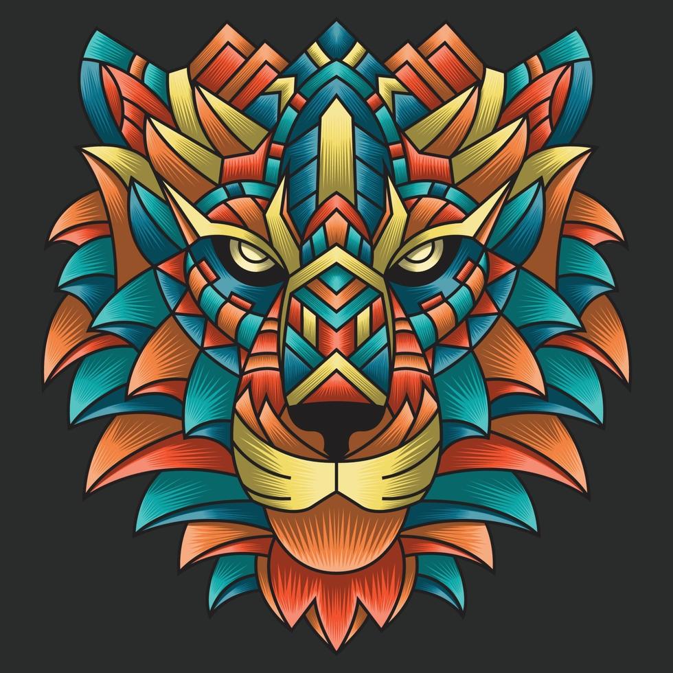 Abstract Colorful Ornament Doodle Art Lion Illustration Cartoon Concept Vector. Suitable For Logo, Wallpaper, Tatto, Background, Card, Book Illustration, T-Shirt Design, Sticker, Cover, etc vector