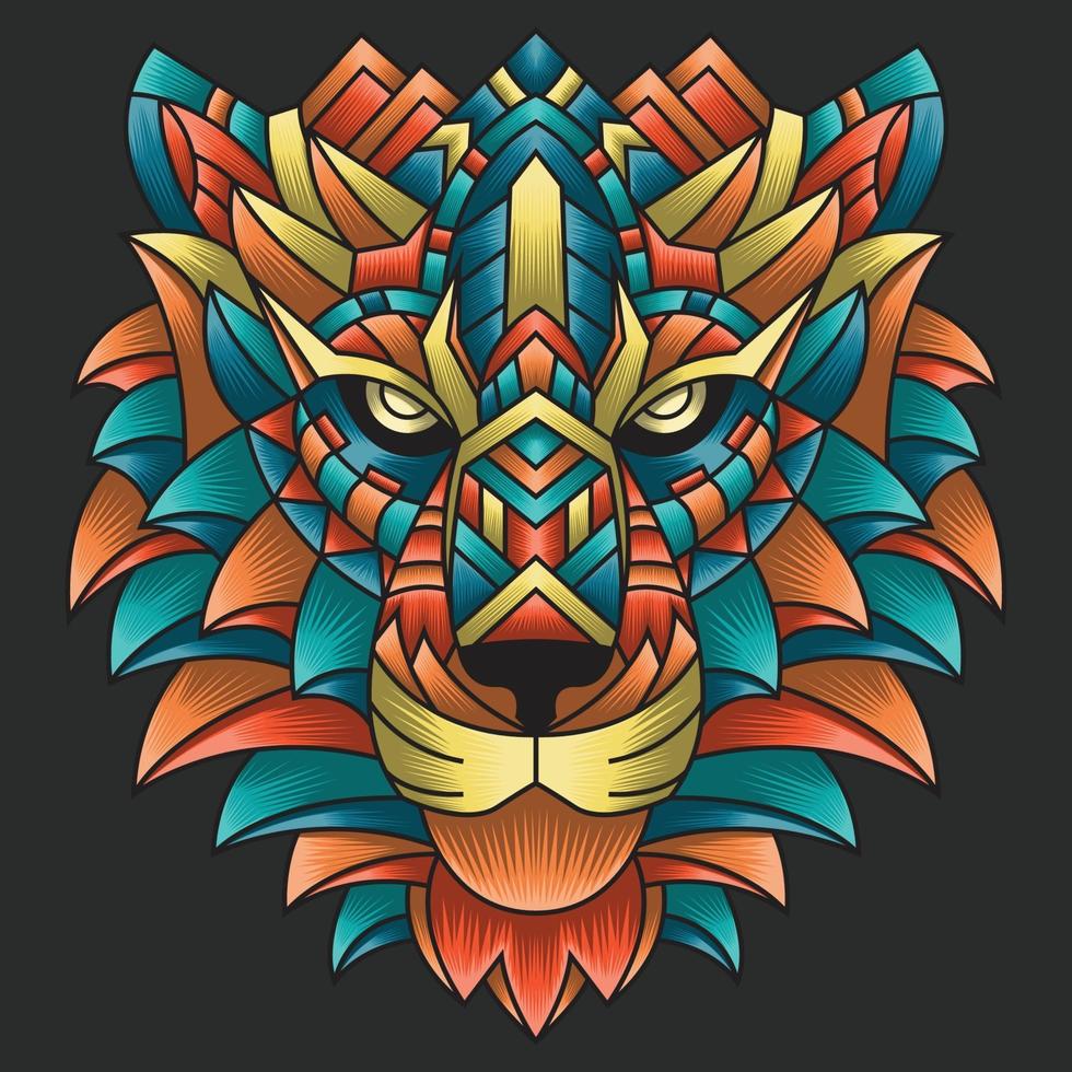 Abstract Colorful Ornament Doodle Art Lion Illustration Cartoon Concept Vector. Suitable For Logo, Wallpaper, Tatto, Background, Card, Book Illustration, T-Shirt Design, Sticker, Cover, etc vector