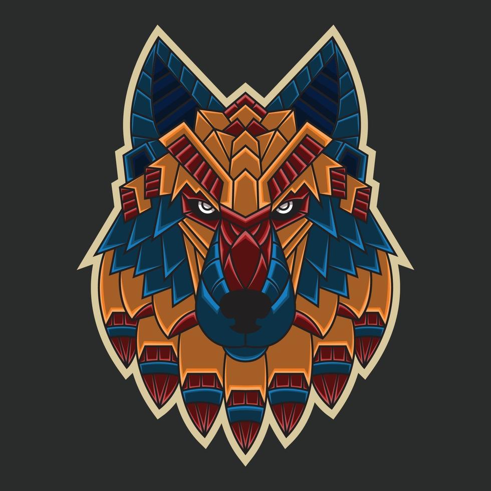 Abstract Colorful Ornament Doodle Art Wolf Illustration Cartoon Concept Vector. Suitable For Logo, Wallpaper, Tatto, Background, Card, Book Illustration, T-Shirt Design, Sticker, Cover, etc vector
