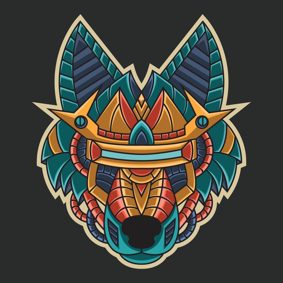 Abstract Colorful Ornament Doodle Art Wolf Illustration Cartoon Concept Vector. Suitable For Logo, Wallpaper, Tatto, Background, Card, Book Illustration, T-Shirt Design, Sticker, Cover, etc vector