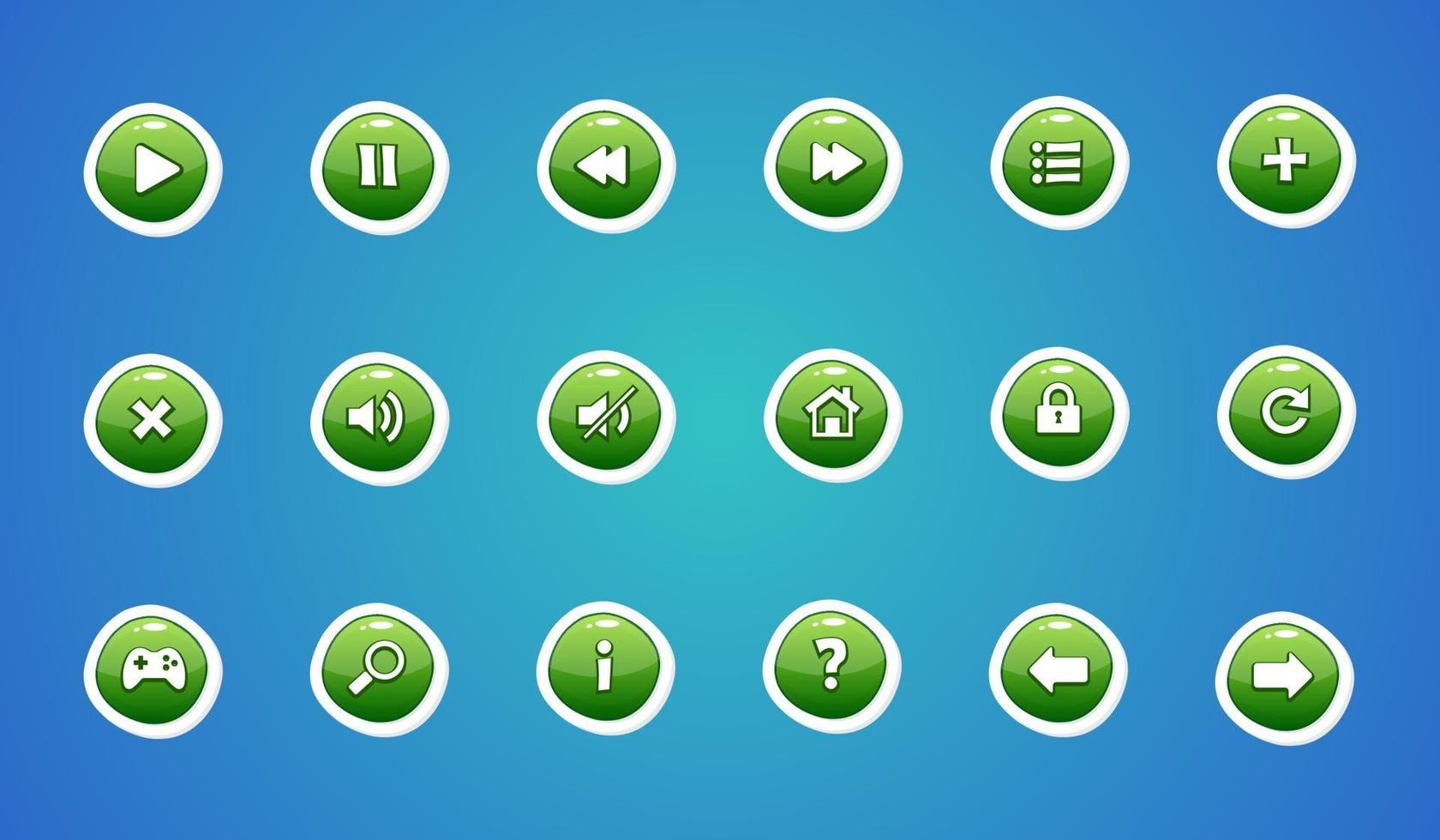Cartoon button set game, gui element for mobile game vector