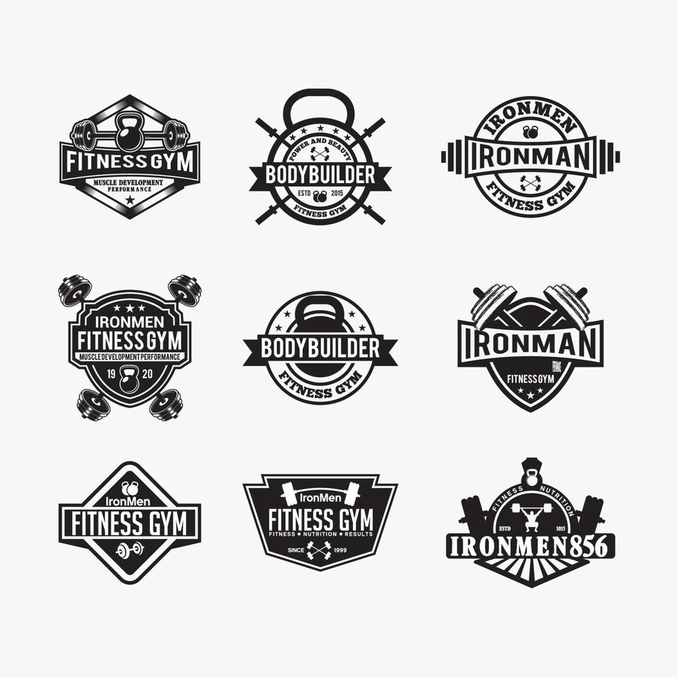 Fitness Gym Badges and Logos, vector design templates