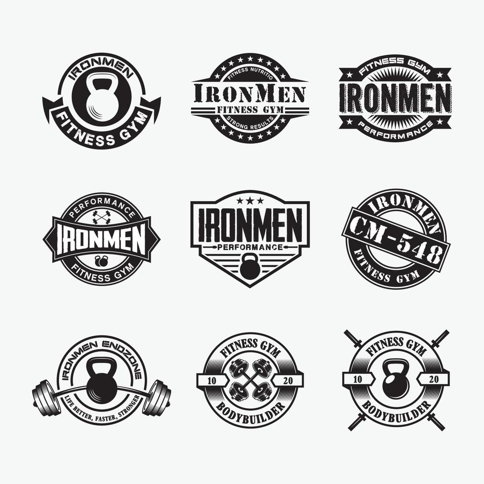 Fitness Gym Badges and Logos, vector design templates