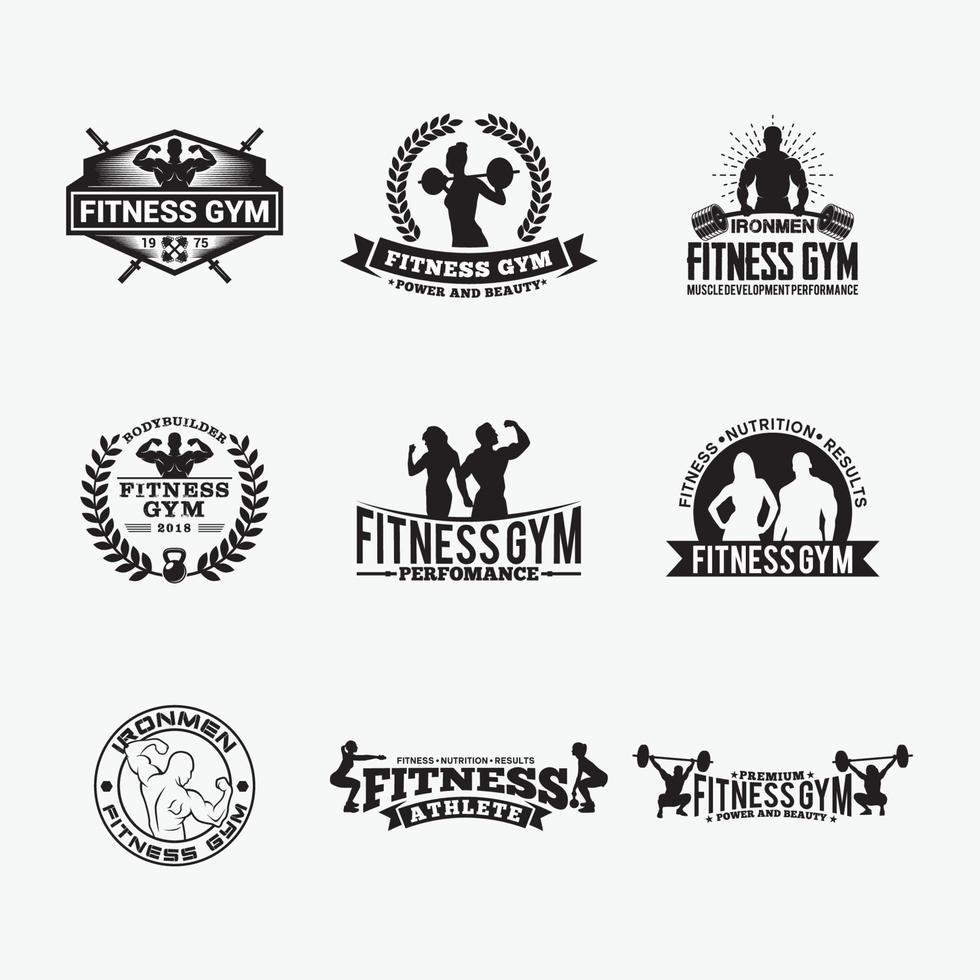 Body Builder Badges Logo Design vector