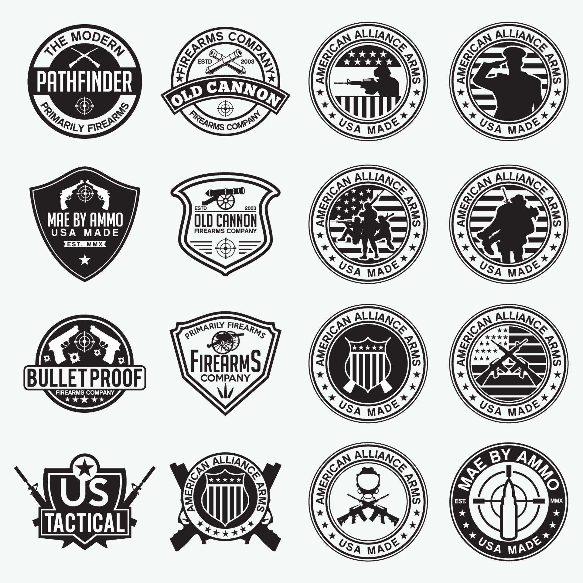 Firearms Badges and Logos, vector design templates 2220808 Vector Art