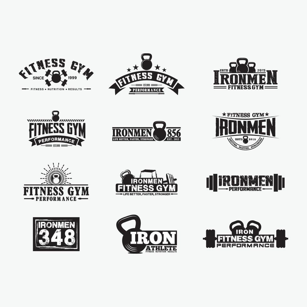 conjunto de plantillas de diseño de logotipo de insignias de fitness vector