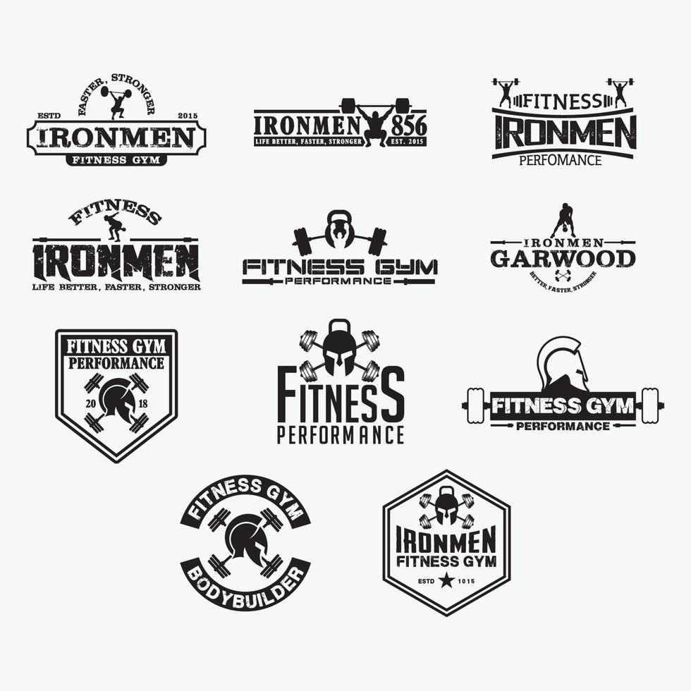 Conjunto de plantillas de diseño vectorial de logotipos de insignias de fitness vector