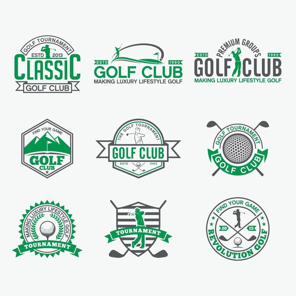 Conjunto de plantillas de diseño de vector de insignias de logotipo de club de golf