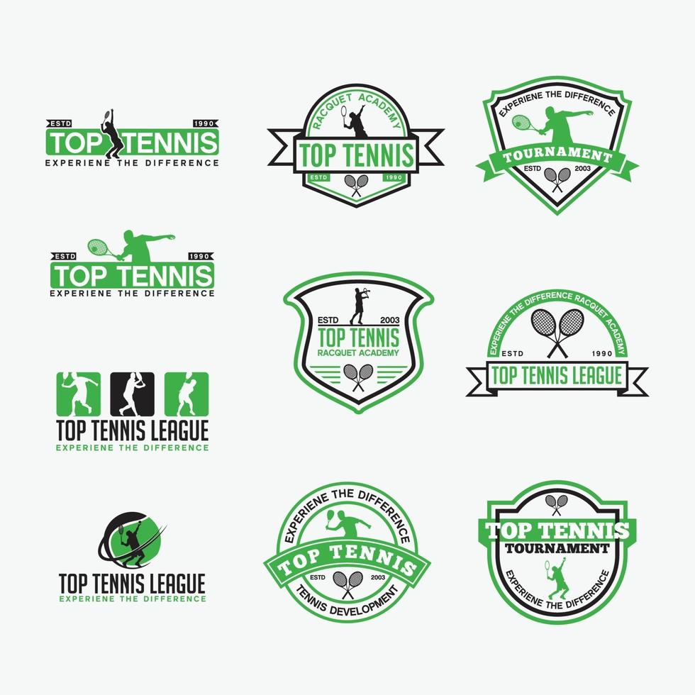 plantillas de diseño de vectores de insignias de logotipo de club de tenis